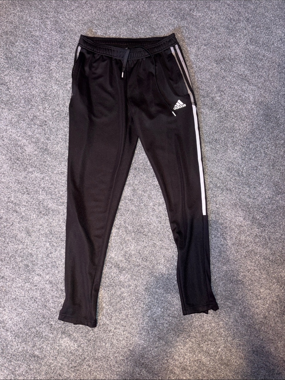 adidas Black Jogger Pants with White Side Stripes